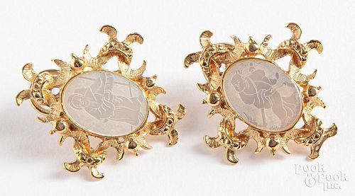 Pair of 18K gold earrings