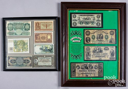 Four antique bank notes