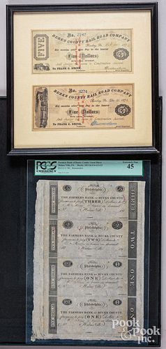 Uncut sheet of Farmers Bank of Bucks County notes