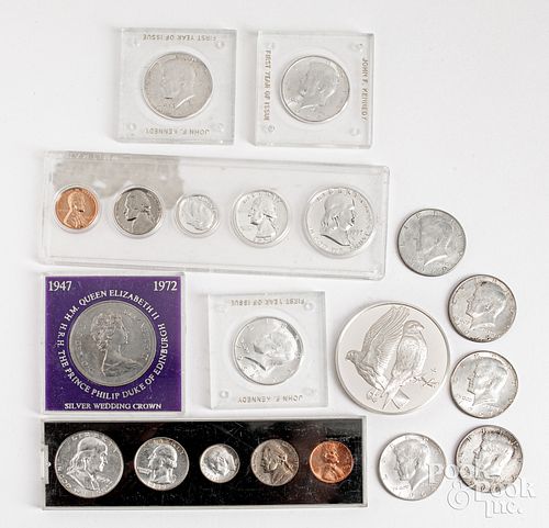 Silver coins, to include a 1957 mint set, etc.
