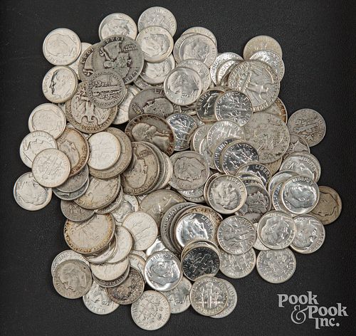 Silver dimes and quarters, 14 ozt.