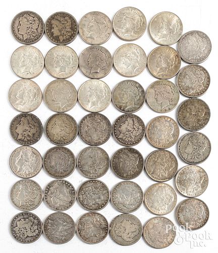 Forty-one silver dollars