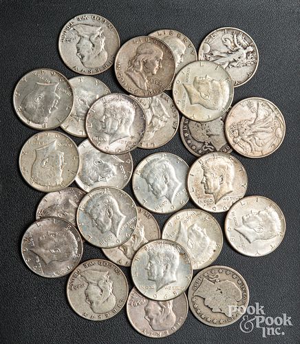 Silver half dollars, to include two Barber