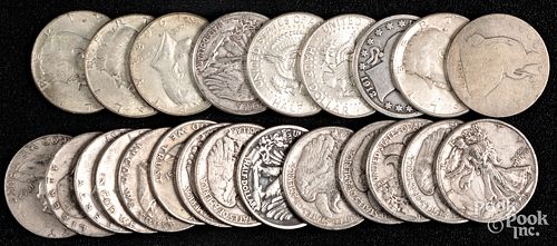 Silver half dollars, to include one seated Liberty