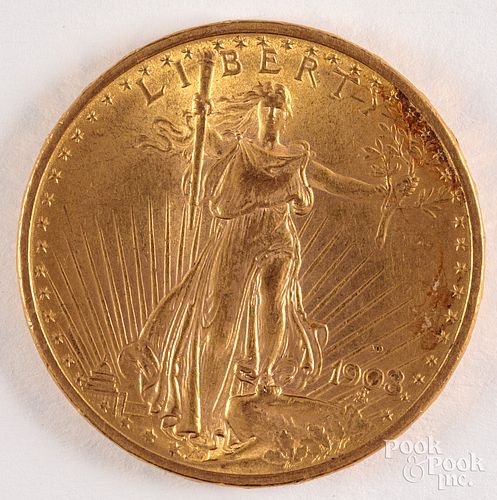 1908-D St. Gaudens twenty dollar gold coin