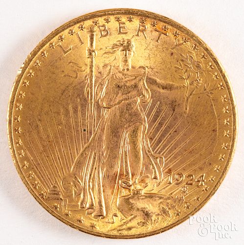 1924 St. Gaudens twenty dollar gold coin.