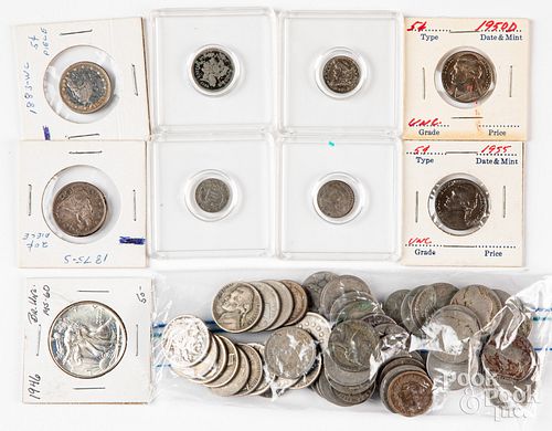 Early US coins, to include wartime nickels.