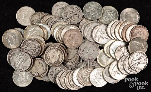 Silver half dollars, to include seven Barber