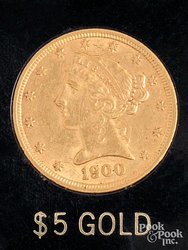 1900 Liberty Head five dollar gold coin.