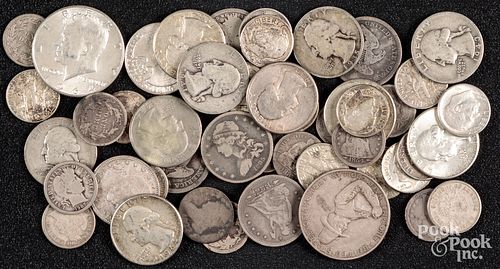US silver coins, to include a Pilgrim half dollar,
