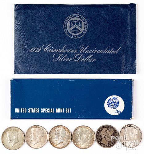 Uncirculated Eisenhower silver dollar, etc.