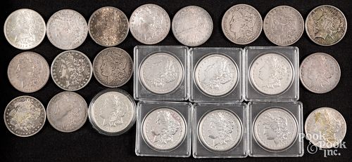 Twenty-one Morgan silver dollars, etc.