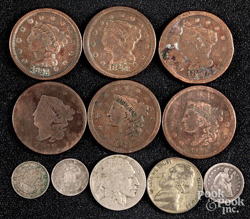 US coins, to include six large cents.