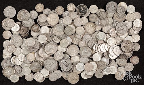 Group of silver dimes and quarters, 28 ozt.