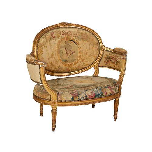 Louis XVI Settee w/ Original Aubusson Upholstery