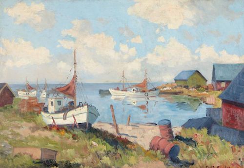 A FINE EARLY TO MID 20TH C. HARBOR SCENE