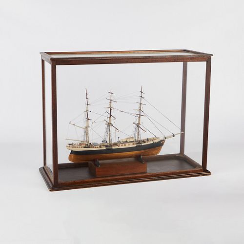Hand Built & Painted Model Ship w/ Case