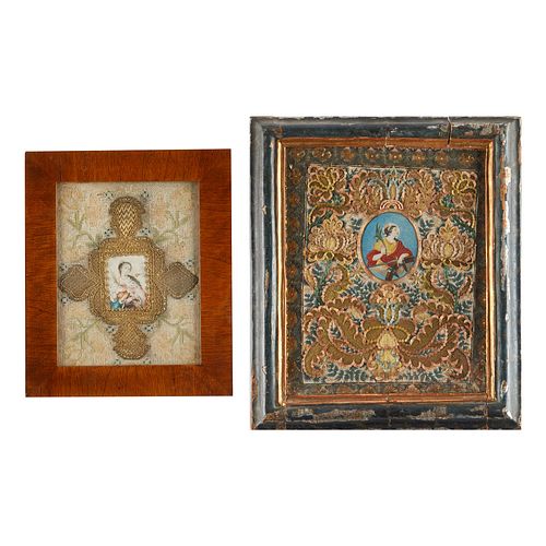 2 Embroidered Panels of St. Catherine