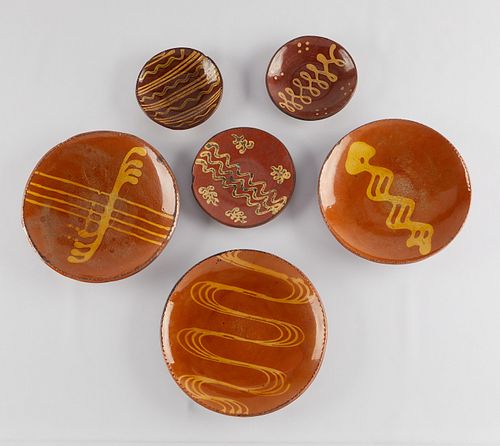 6 Modern Redware Plates Woods and Huntley
