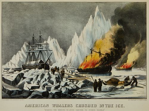 Currier & Ives "American Whalers" Print 1868-78