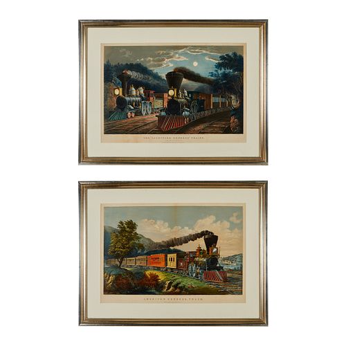 2 Currier & Ives Train Prints