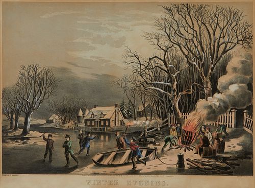 Currier & Ives "Winter Evening" Print