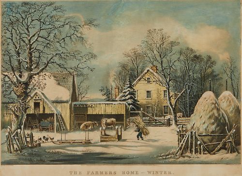 Currier & Ives "The Farmers Home - Winter" Print