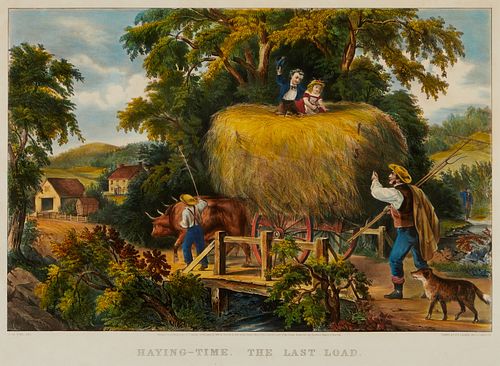 Currier & Ives "Haying-Time: The Last Load" Print