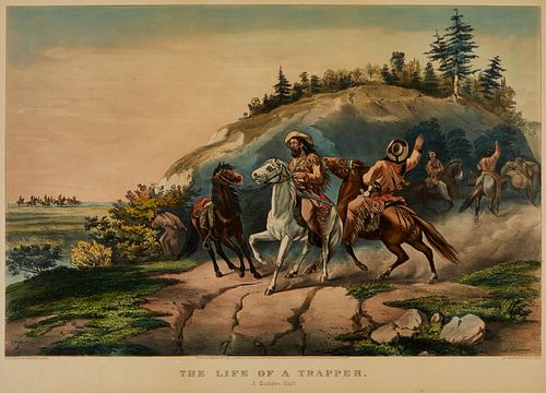 Currier & Ives "The Life of a Trapper" Print