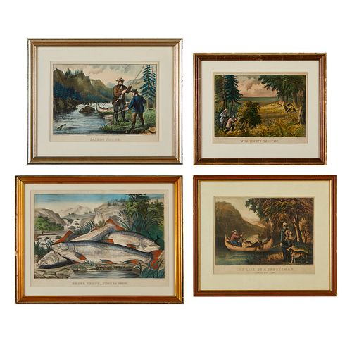 4 Currier & Ives Hunting Prints