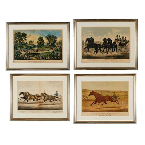 4 Currier & Ives Equestrian Prints