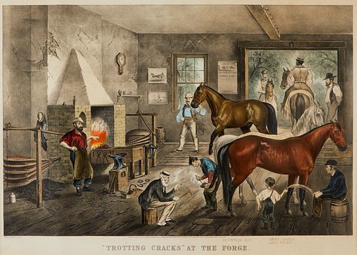 Currier & Ives "'Trotting Cracks' at the Forge"