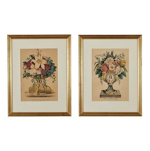 2 Currier & Ives Floral Prints