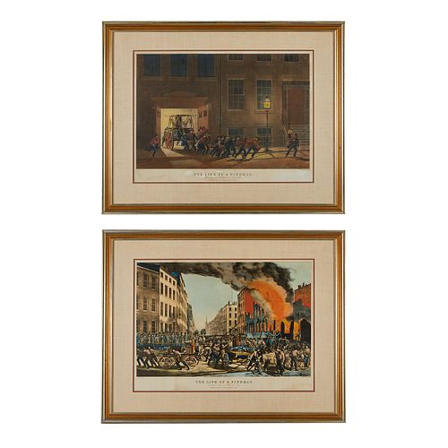 2 Currier & Ives "The Life of a Fireman" Prints