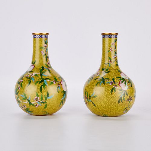 Pr Chinese Republic Jing Yuan Tang Cloisonne Vases