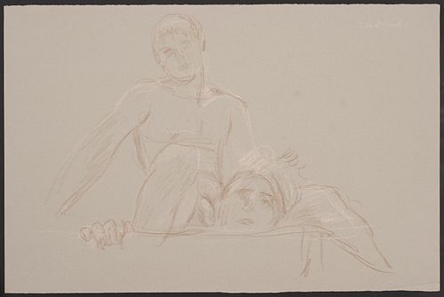 Paul Cadmus David & Goliath Study Crayon on Paper