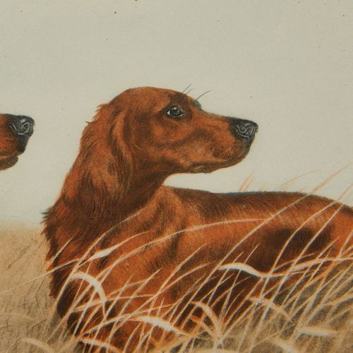 2 Leon Danchin Hunting Dog Etchings
