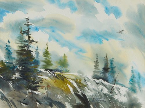 J.R. Hamil "Pine Ridge with Hawk" Painting