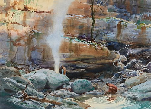John Pike Watercolor Panning for Gold
