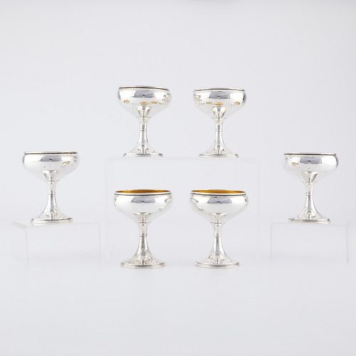 Set 6 J.S. Co Sterling Silver Champagne Goblets