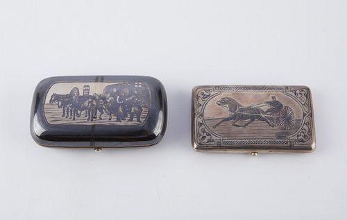 2 Russian Silver Niello Cases 19th c.