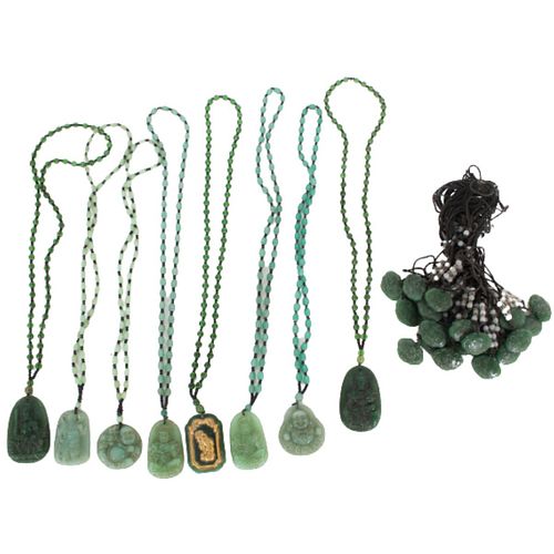 Collection of Chinese Green Pendant Necklaces