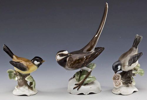 3 Rosenthal Germany Handgemalt Bird Figurines