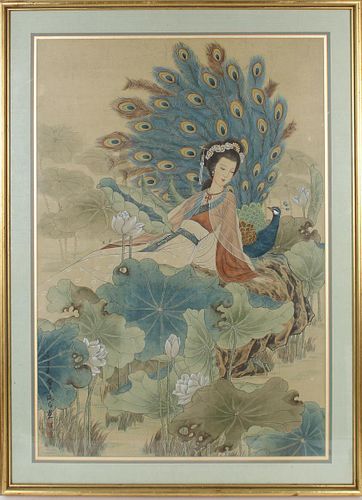 Chinese Painting on Silk by Chitfu Yu (b. 1942)