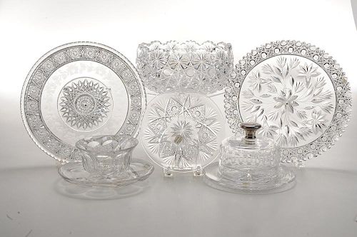 Six Brilliant Period Cut Glass Pieces