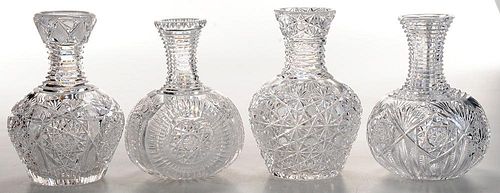 Four Brilliant Period Cut Glass Water Carafes