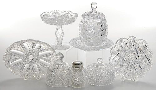 Six Brilliant Period Cut Glass Serving Pieces