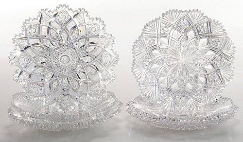 Six Brilliant Period Cut Glass Plates
