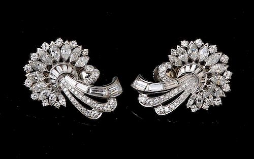 Pair of Platinum and Diamond Earrings
