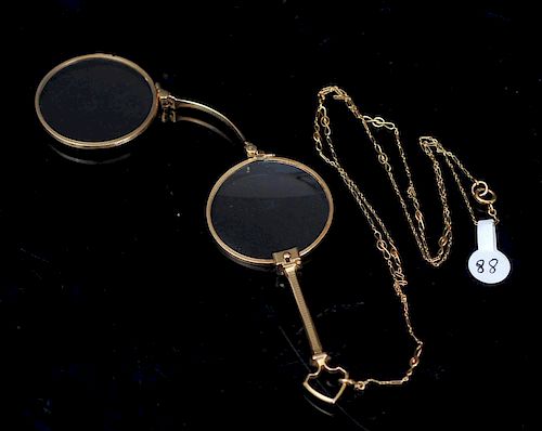 14k Gold Lorgnette and Chain